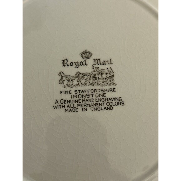Royal Mail Fine Staffordshire Ironstone Dinner Plate 10 in Hand-Engraved England - Picture 5 of 6